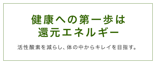 健康への第一歩は還元エネルギー