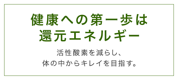 健康への第一歩は還元エネルギー